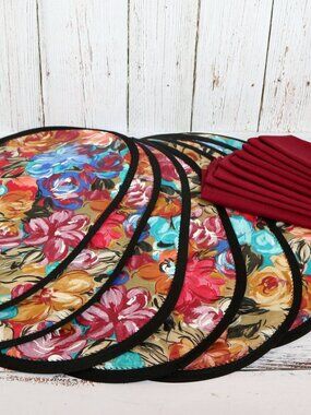 16-pc Floral Fabric Placemats & Napkin Set (8 Place Settings) Multicolor Flower
